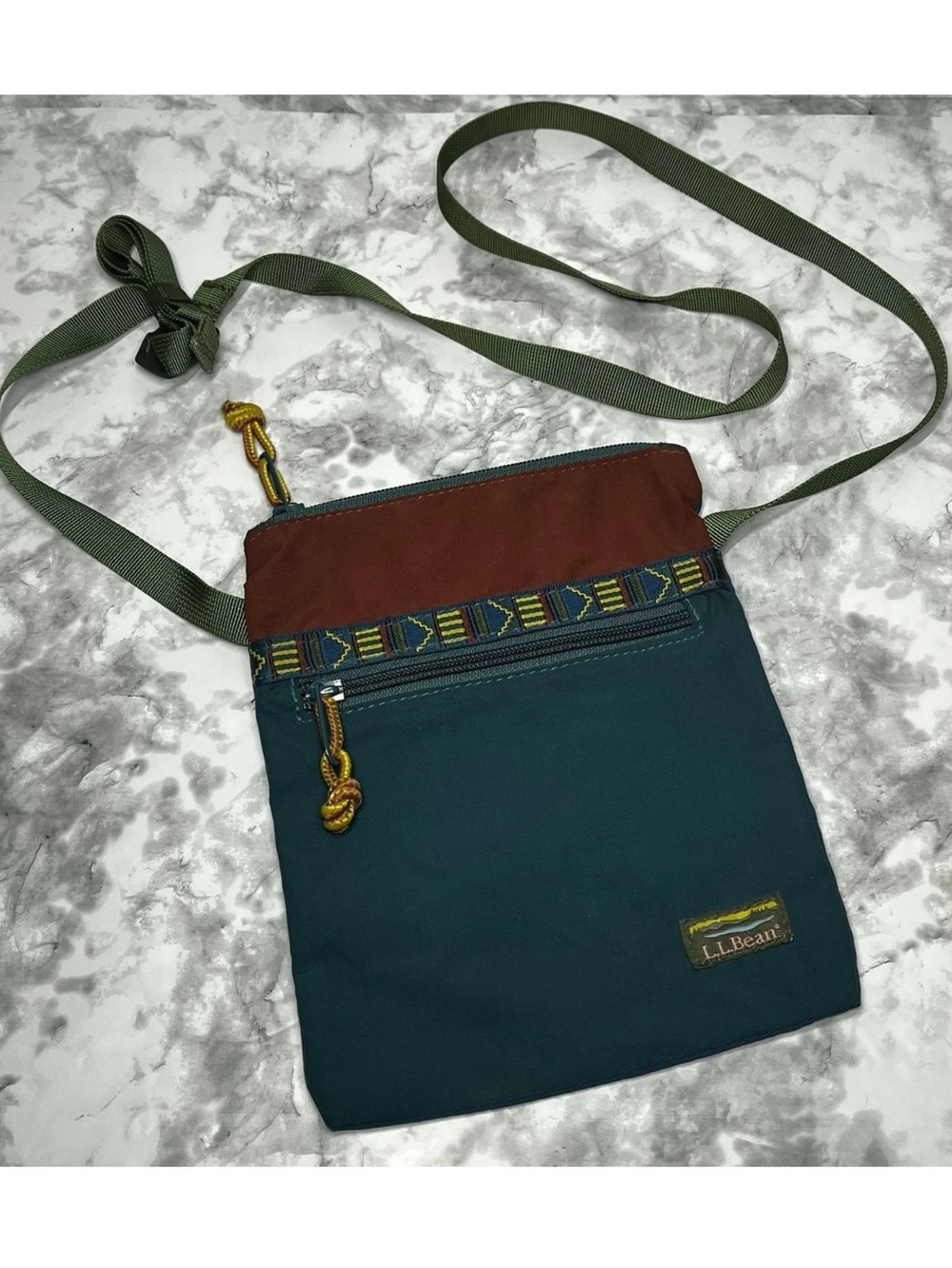 LL Bean Mountain Classic Crossbody Bag Shoulder Strap Purse Navy Blue Green